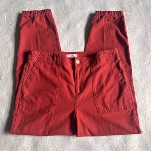 NWOT-Loft Coral Red Cargo Jogger Pants Women’s Size 10-Casual Belted Style